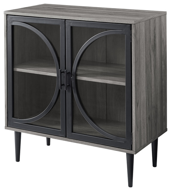 30" Industrial Storage Slate Gray Midcentury Accent Chests