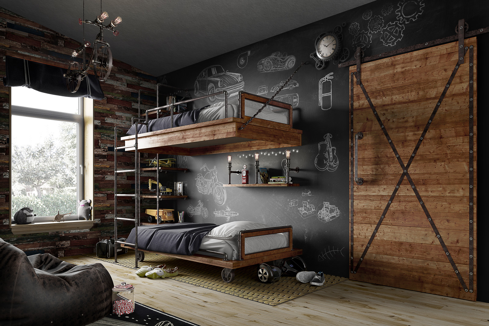 Дизайн детской комнаты в стиле лофт