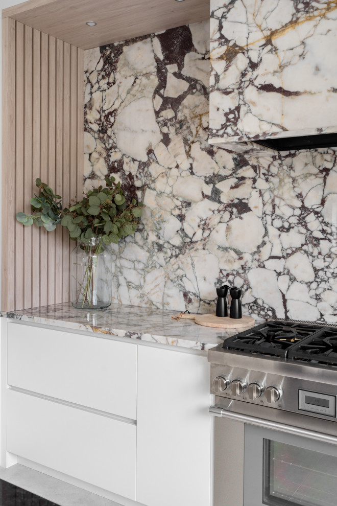 Modern Luxury Kitchen with Dramatic Marble