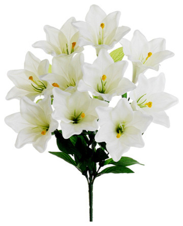 Silk Plants Direct Easter Lily Bush, Pack of 12