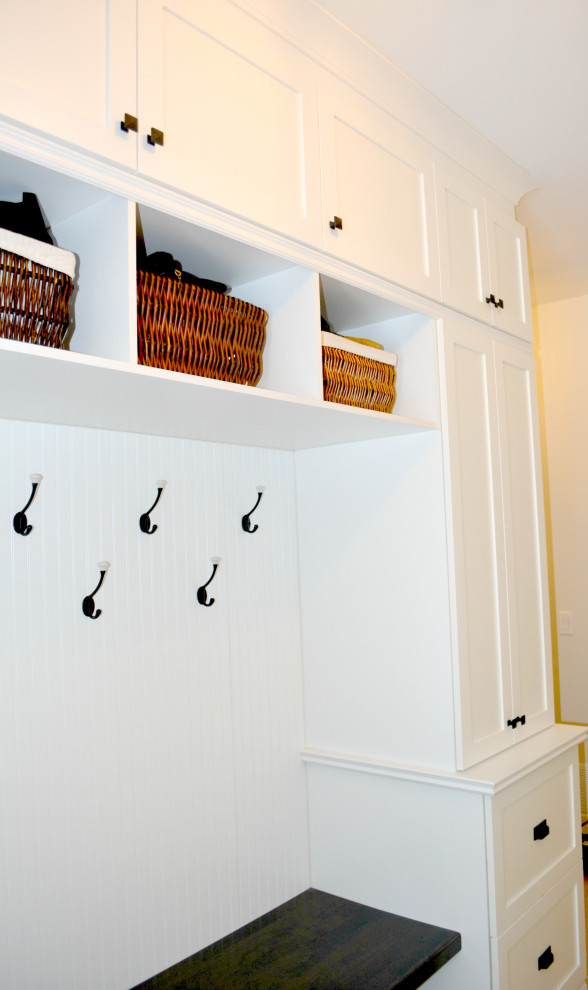 This is an example of a small country mudroom in Montreal.