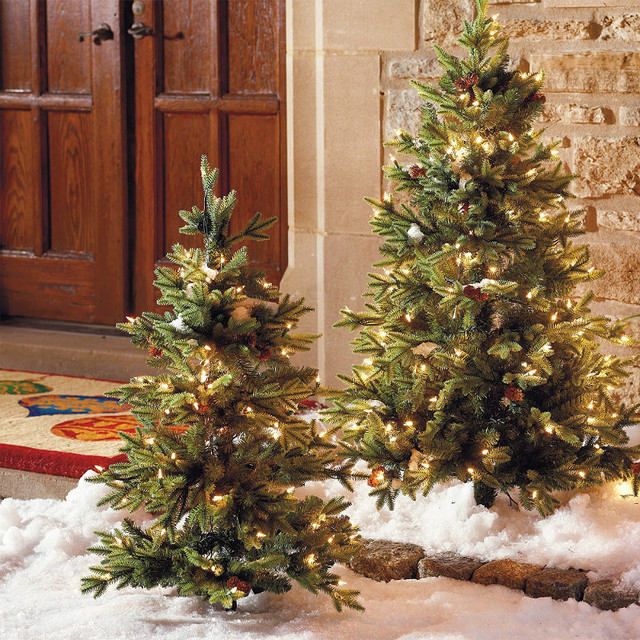 Set of Two 3' Hyde Park Pathway Outdoor Christmas Trees - Frontgate Christmas De