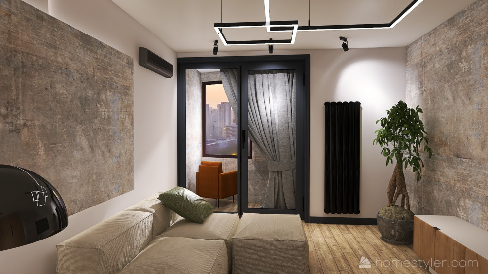 Брутальная трехкомнатная квартира в современном стиле с элементами лофта.