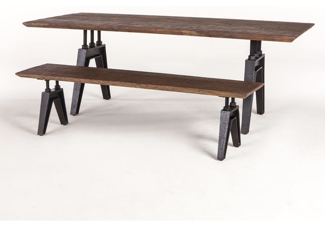 84 L Dining Table One Of A Kind Band Saw Cut Exotic Teak Wood Metal Legs Industrial Dining Tables By Noble Origins Llc Houzz