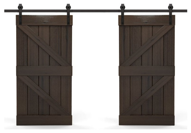 Real Solid Hardwood Half Z Double Sliding Barn Door Finished 2x26 X84 Inches