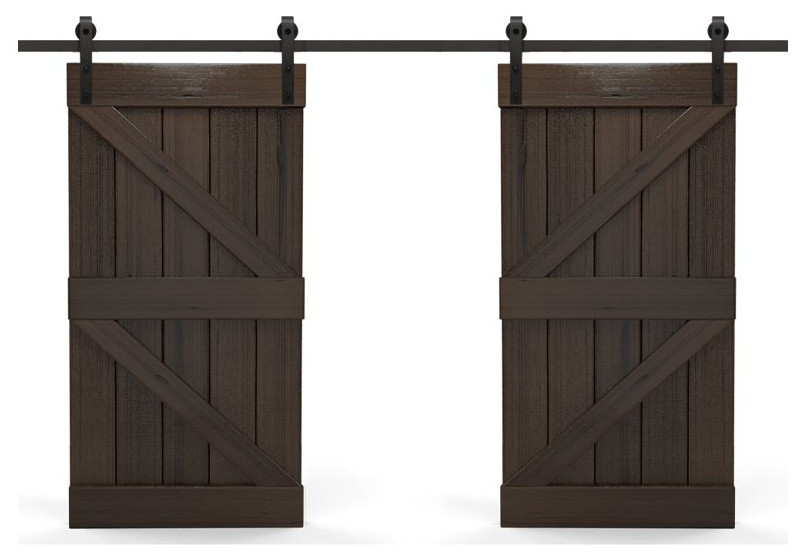 Real Solid Hardwood Half Z Double Sliding Barn Door Finished 2x26 X84 Inches