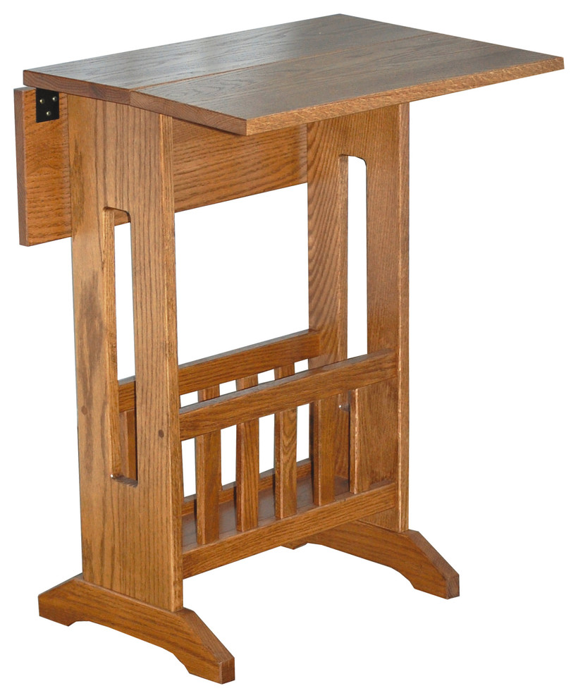 Amish Made Mission Style Double Drop Leaf Oak Accent Table With Storage Rack Transitional Side Tables And End Tables By Furniture Barn Usa