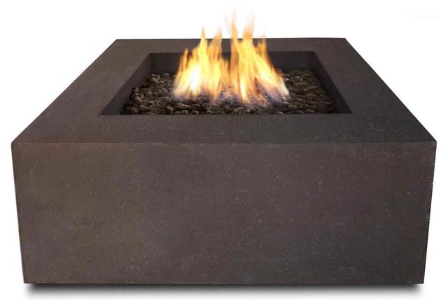 Square Propane Fire Table Kodiak Brown industriel-cheminee-de-jardin