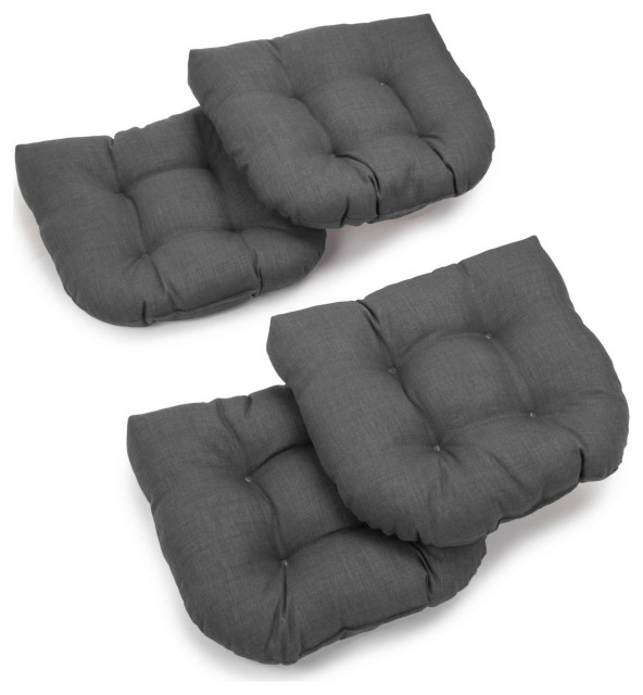 19" UShaped Solid Polyester Tufted Dining Chair Cushions, Set of 4