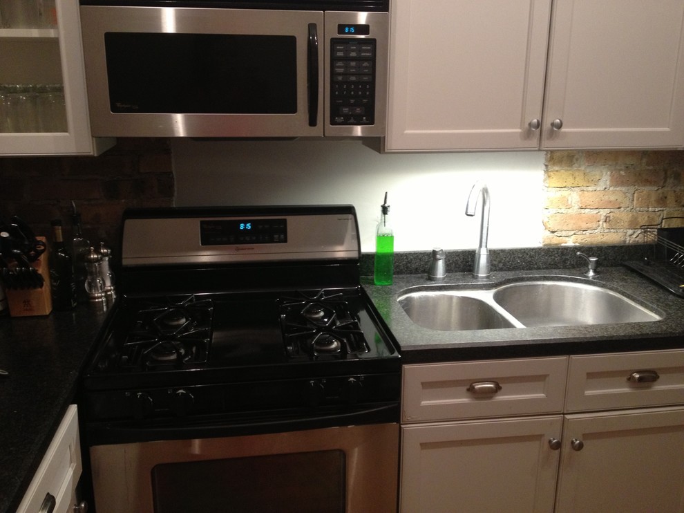 View of Backsplash ideas to compliment exposed brick