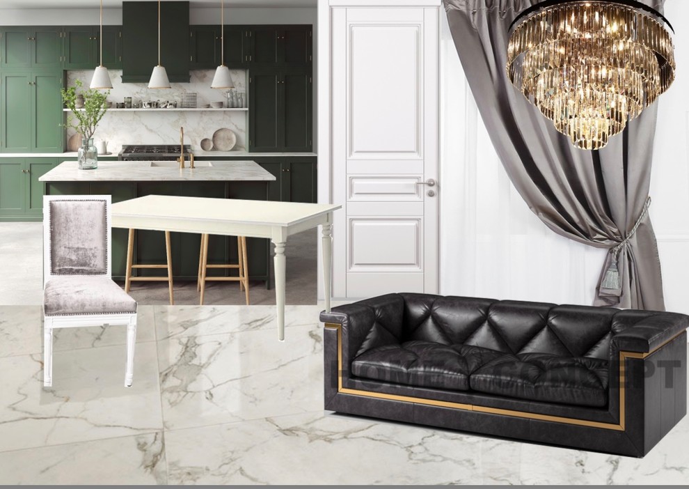 Кухня студия в загородном доме