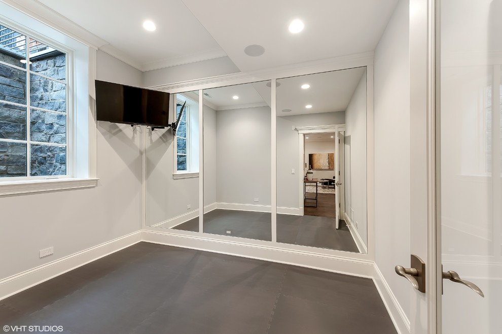 This is an example of a transitional home gym in Chicago.