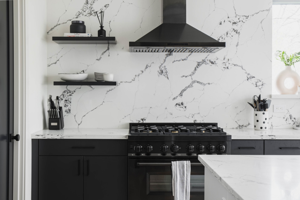 Black & White Slab Kitchen Cabinets - Modern - Kitchen - Seattle - by ...
