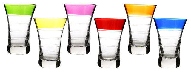 Italian Collection Crystal Set of 6 Shot Glasses with Tray Swarovsky Crystal
