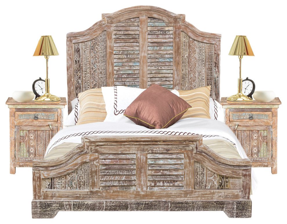 Cassidy Carved Bed, Queen French Country Platform Beds by Taran