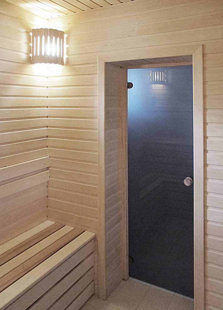 Одноэтажный загородный дом с баней