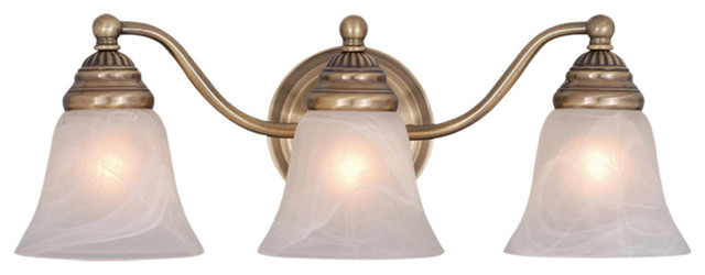Bathroom Vanity 3 Light Fixtures With Antique Brass Finish Steel Medium 19 300 Traditional Lighting By Rlalighting Houzz Traditional Bathroom Vanity Lighting, Antique Copper Bathroom Light Fixtures