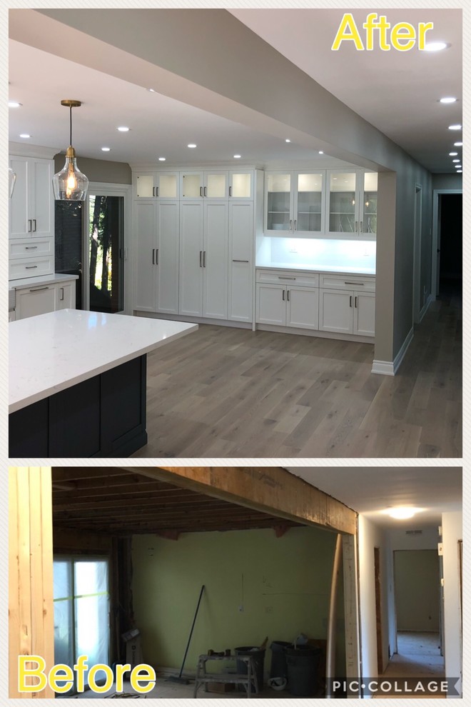 Before & After complete home remodeling with 18 ft long structural wall removal