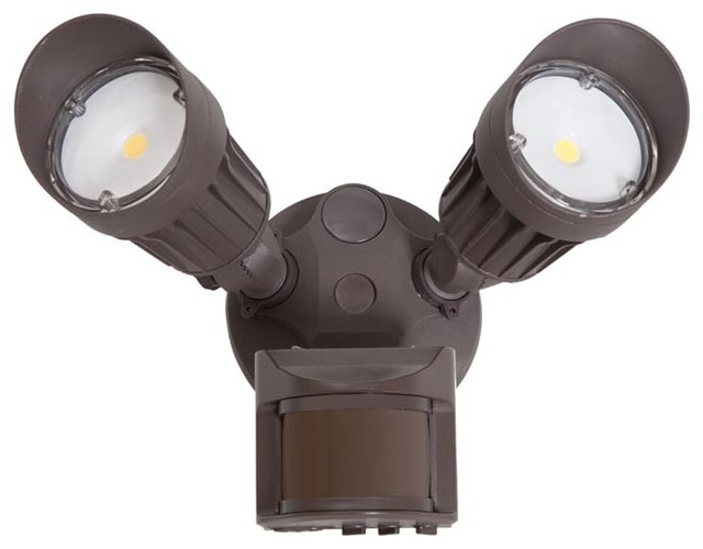 Maima 2 Head Outdoor Led Security Light Dusk To Dawn And Motion Sensor Brown