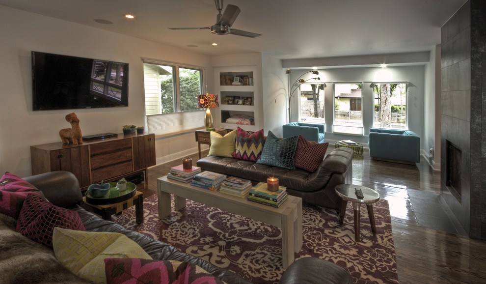 Photo of a modern family room in Austin.