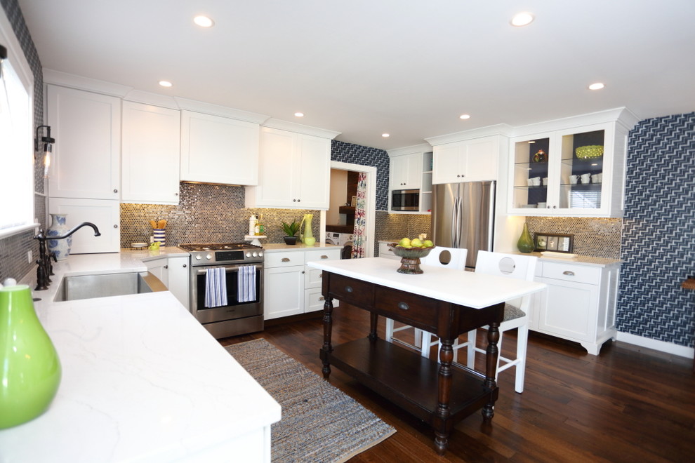 This is an example of a beach style kitchen in Philadelphia.