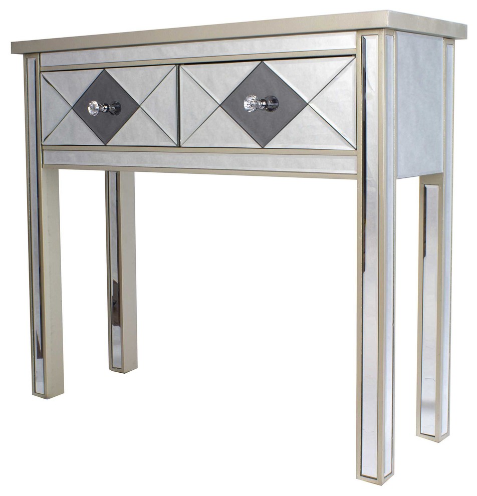 2-Drawer Mirrored Console Table, Champagne