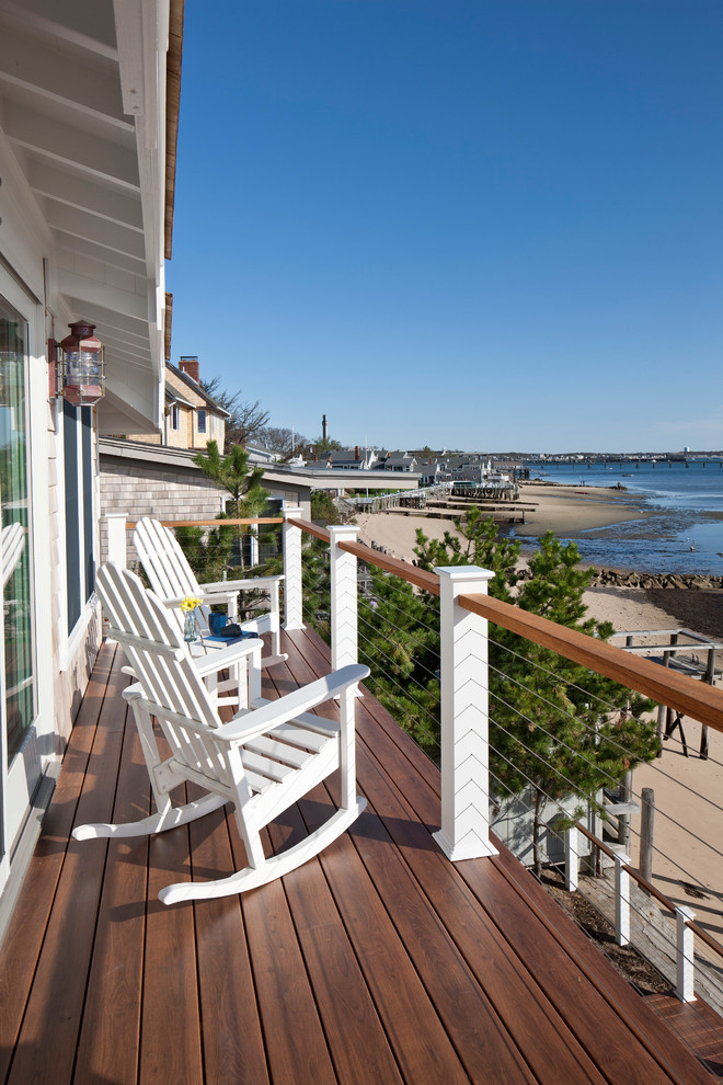 Photo of a mid-sized beach style balcony in Boston with no cover.