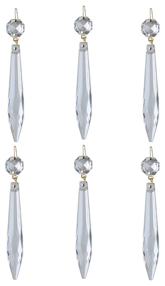 Clear Glass Spire Light Pendant 4in Total Length Set of 6