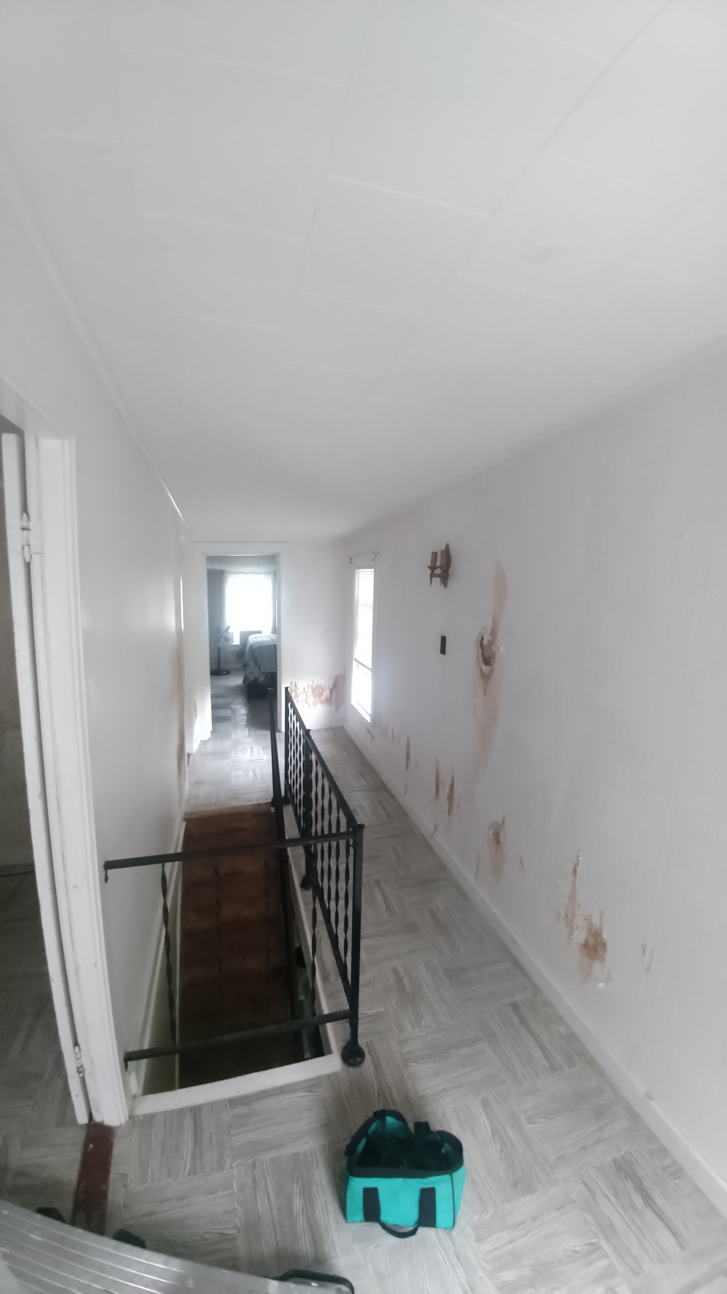 upstairs drywall/ trim replacement and paint