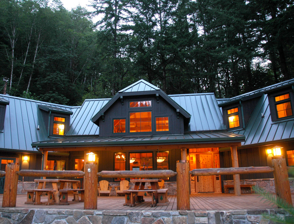Deck - huge rustic deck idea with a roof extension