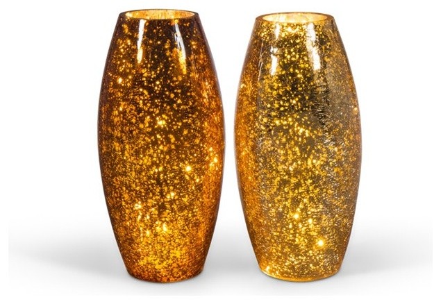 Assorted Crackle Glass Vases Set Of 2 Contemporary Vases By