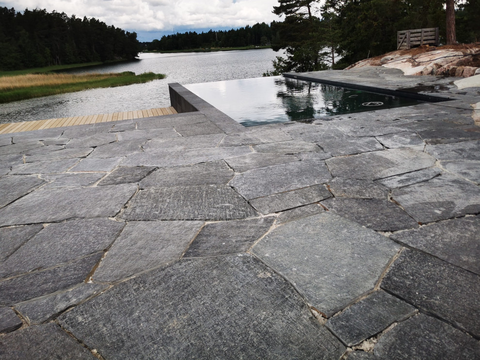 Idéer för att renovera en skandinavisk pool, med kakelplattor