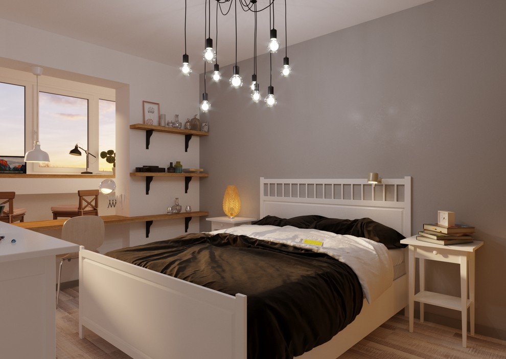 Просторная студия с отдельной спальней в скандинавском стиле