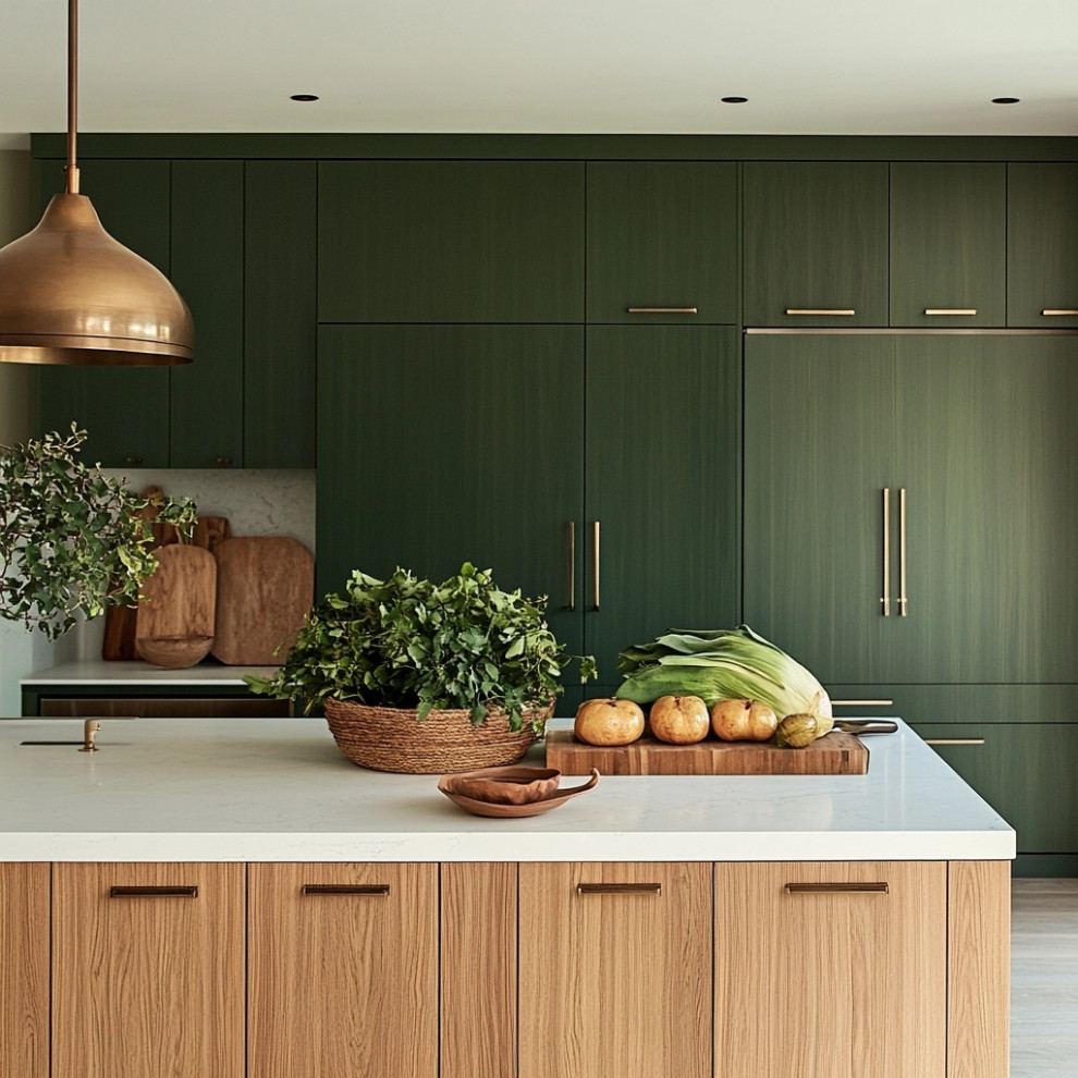 green cabinets