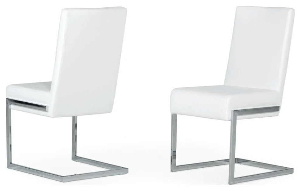 Miriam Modern White Dining Chair, Set of 2 Contemporary Dining Chairs by Rustic Home