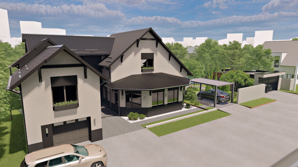 Фасад и ландшафт дачного домика