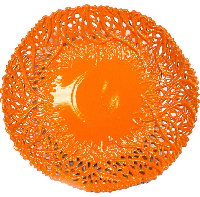 Coral Plate, Ceramic, Orange Beach Style Decorative Plates by