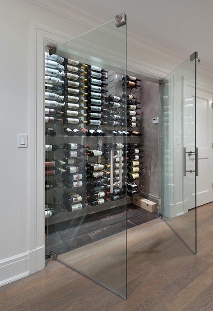 Frameless Wine Room Glass Doors Contemporary Wine Cellar New