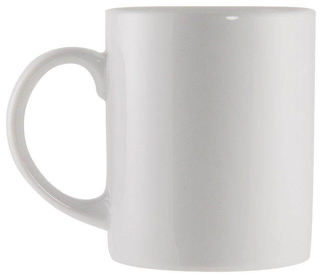 Classic White C-Handle Mugs, Set of 6