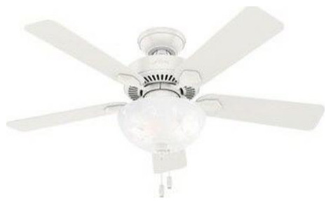 Hunter 50905 Swanson, 44" Ceiling Fan with Light Kit and Pull Chain, White