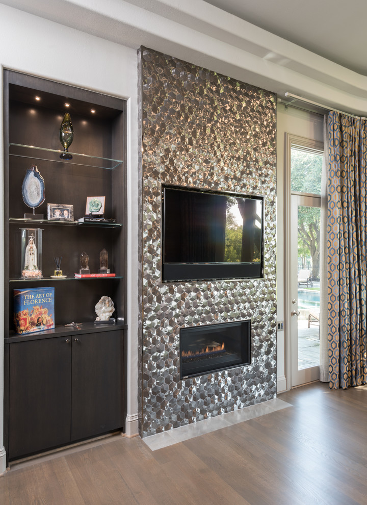 Fireplace and TV Wall Contemporary Bedroom Dallas by Kasper