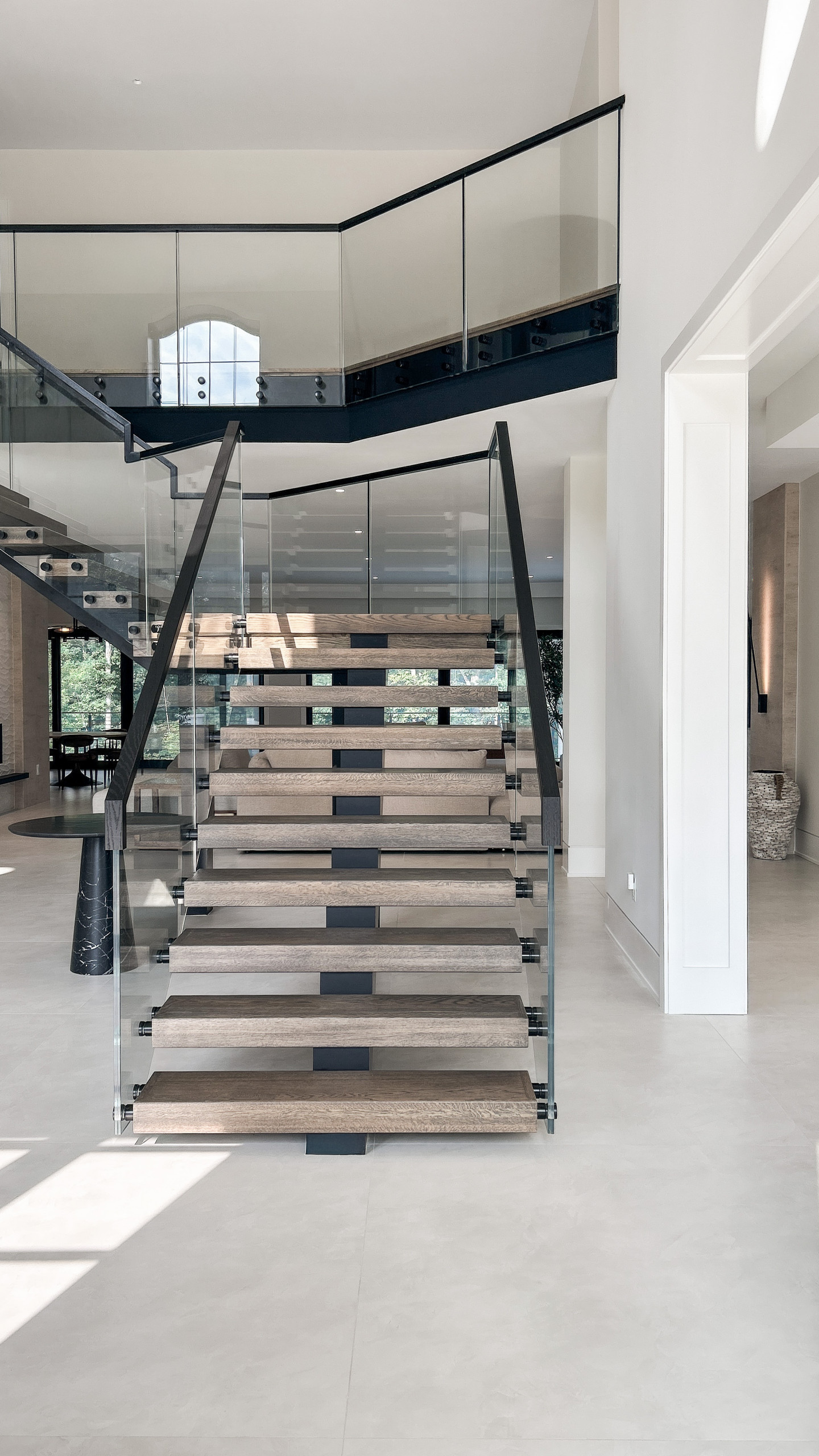 Project #159 | Modern Foyer Stair with Stand-off Glass Railing