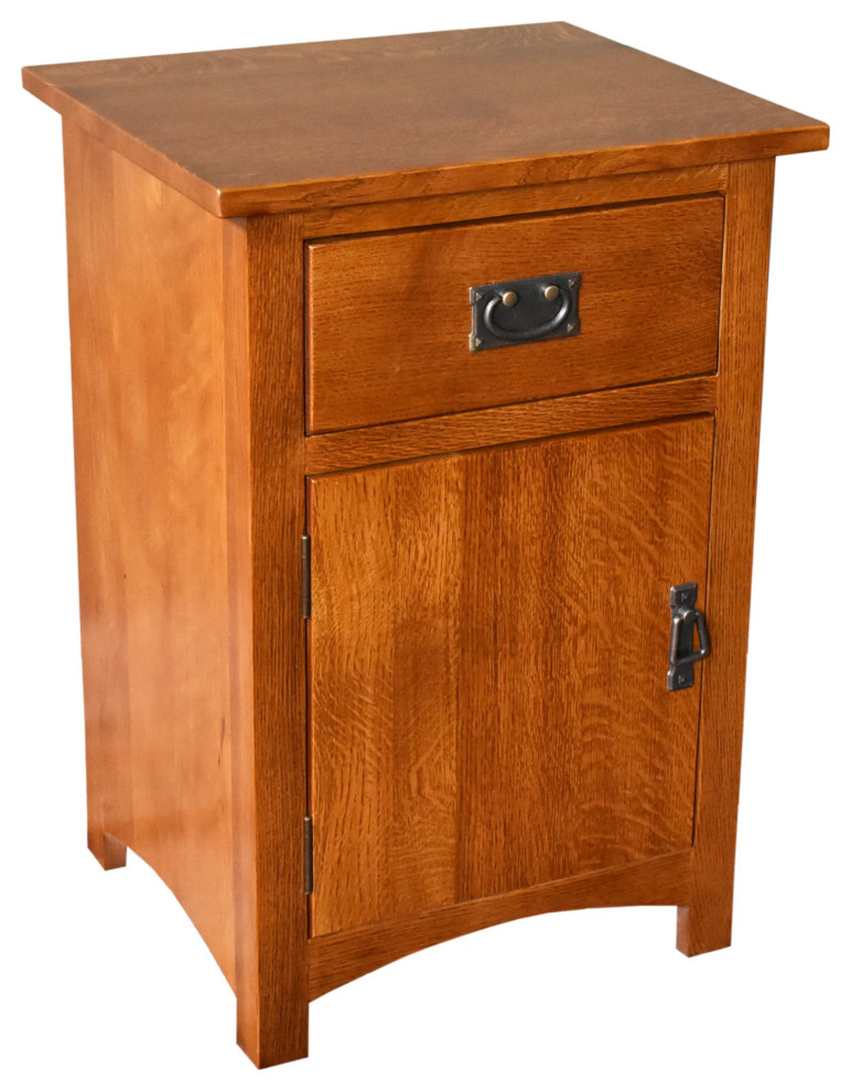 Mission Quarter Sawn Oak 1 Door, 1 Drawer Nightstand Craftsman