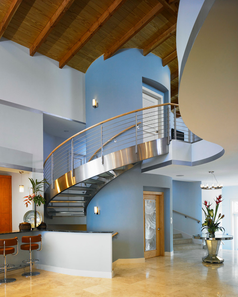 Tropical curved staircase in Miami.