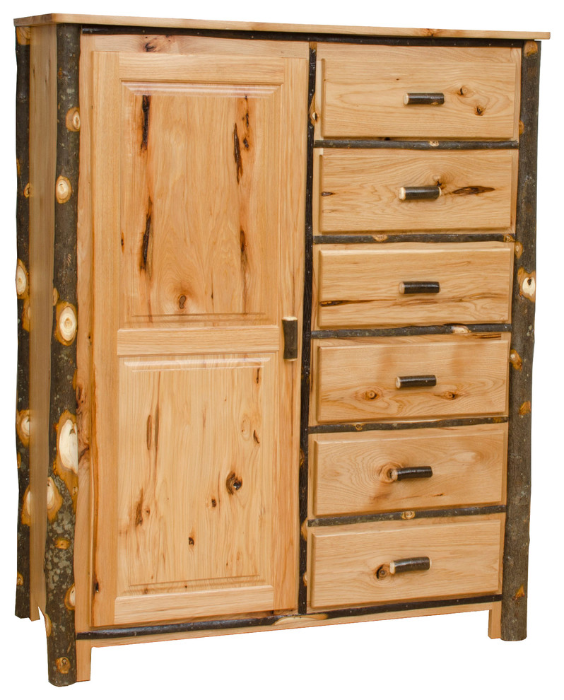 Hickory Log Wardrobe With 6Drawers Rustic Armoires And Wardrobes