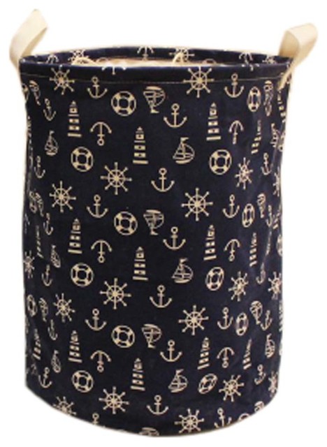 The Navy Style Foldable Large Laundry Basket Hamper Storage Blue The Navy Style Foldable Large Laundry Basket Hamper Storage Blue Anchor
