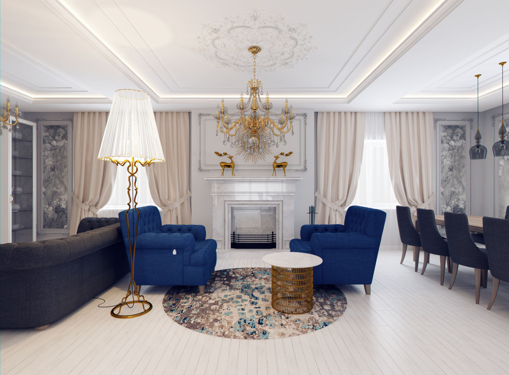 Проект дома в г.Богородск, гостиная-кухня 77,84м2