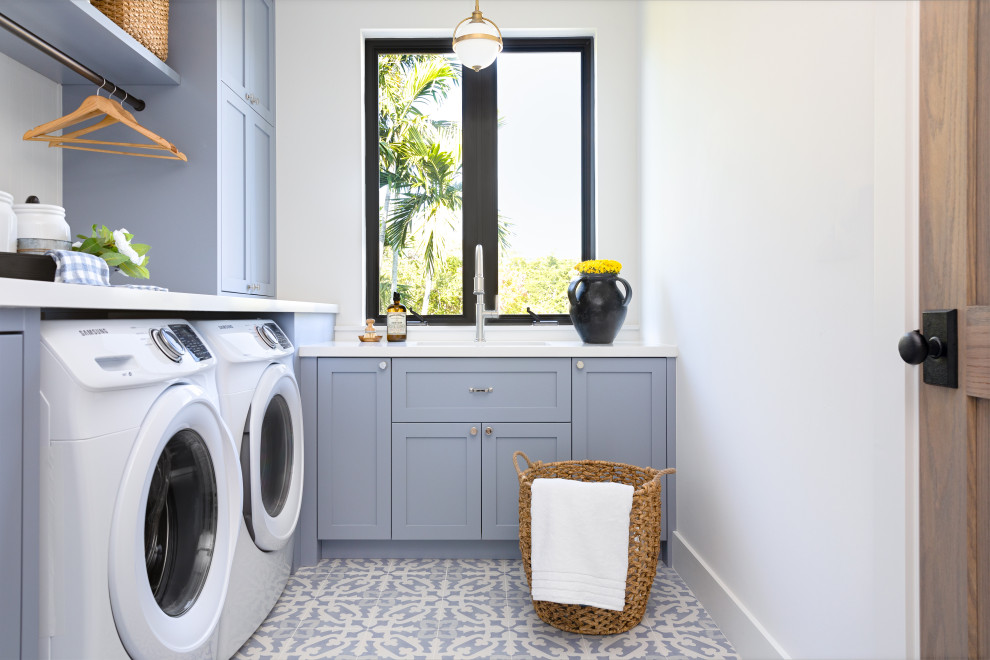 Inspiration for a transitional laundry room in Miami.