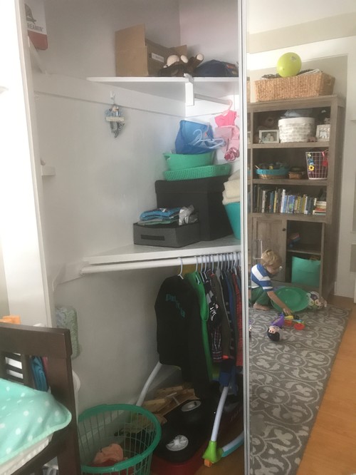 Odd shaped closet in kids room