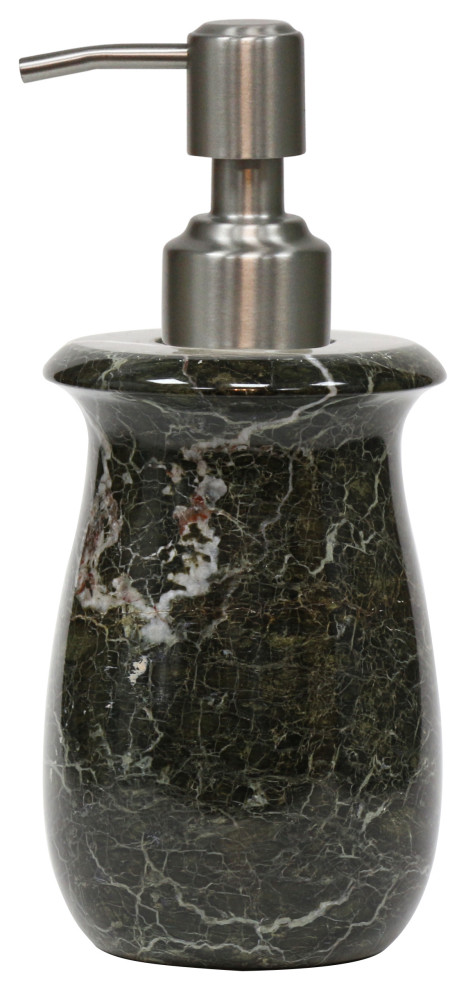 Polished Marble Bathroom Soap/Lotion Dispenser, Black Zebra ...
